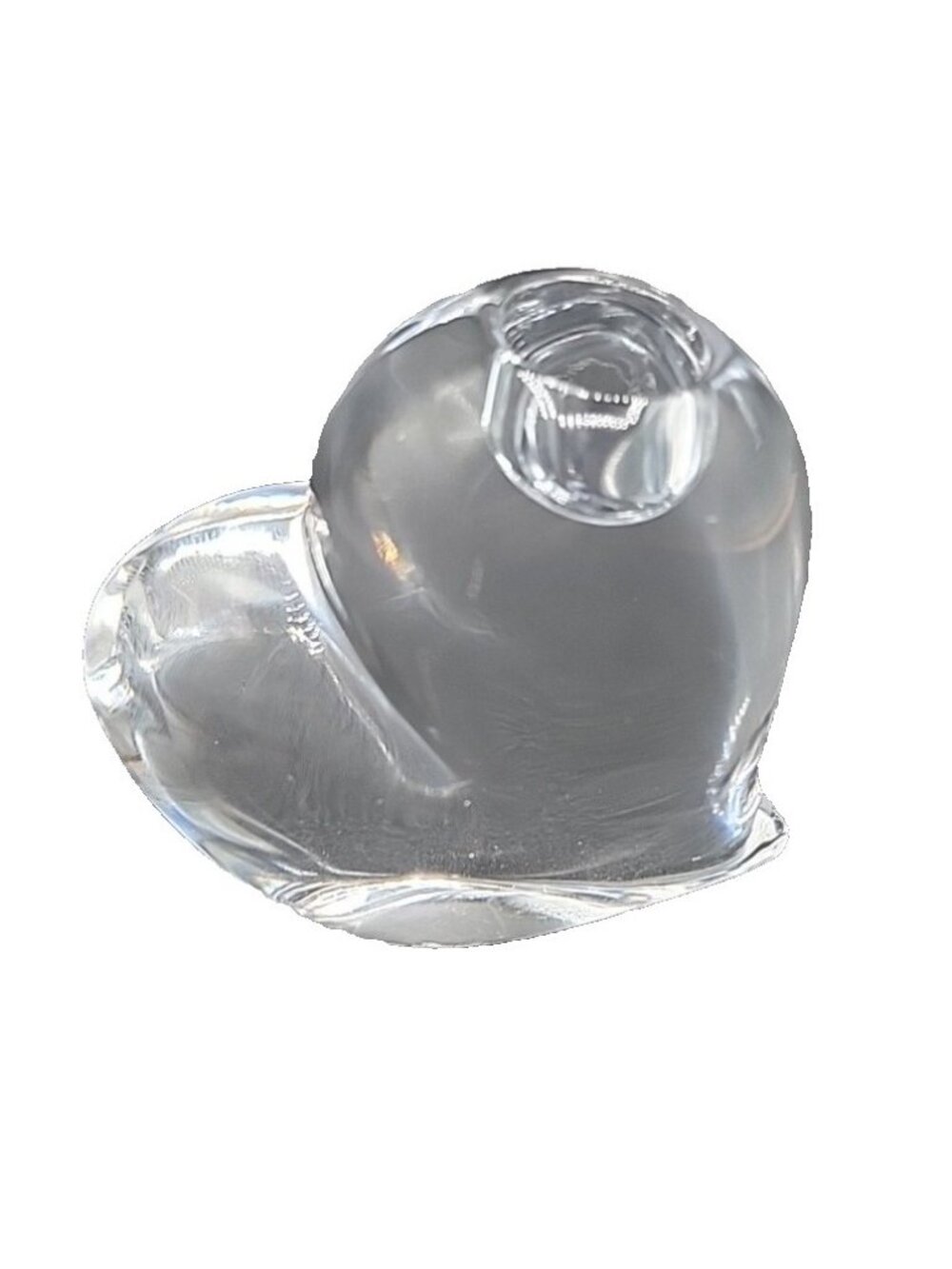 VTG Rogaska Heavy Lead Crystal Heart Paper Weight Candle Holder Slovenia Signed - Picture 3 of 6